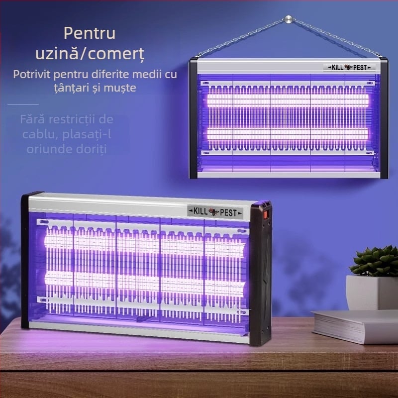 Lampă LED montată pe perete pentru țânțari, cu atracție prin lumină și șoc electric, plasă din aluminiu, adecvată pentru 61 m² sau mai mult, garanție de 2 ani