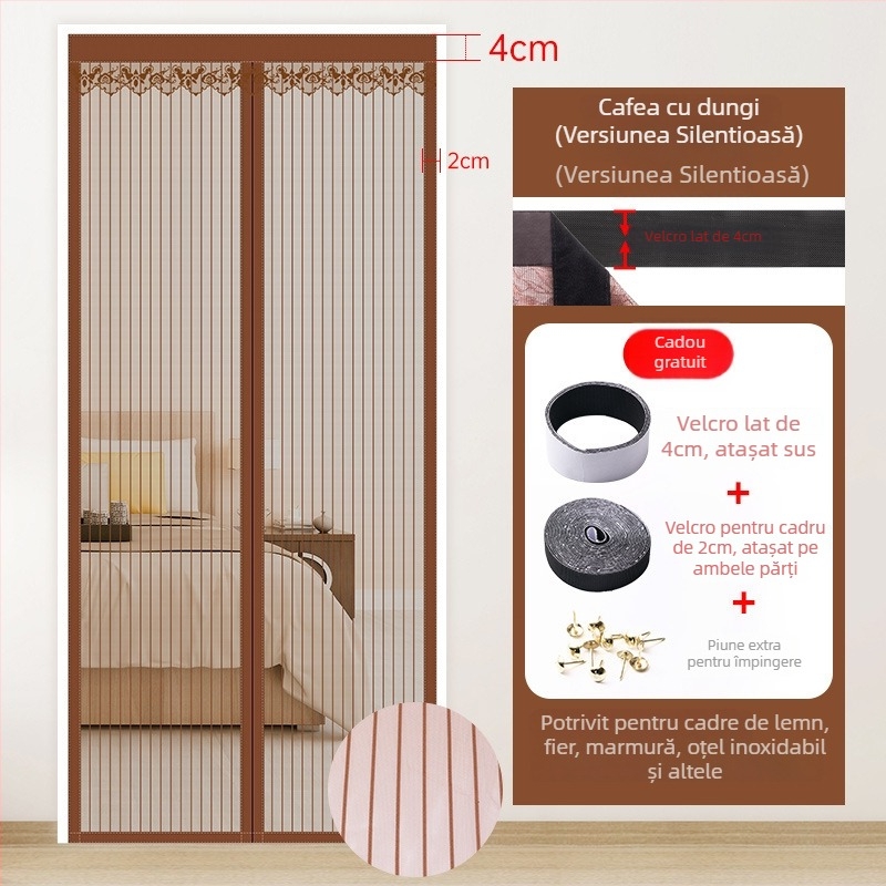 Draperie pentru ușă cu plasă pentru dormitor, stil modern minimalist, model cu plante