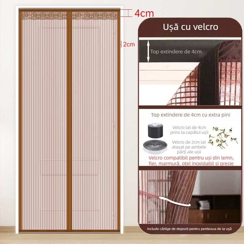 Draperie pentru ușă cu plasă pentru dormitor, stil modern minimalist, model cu plante