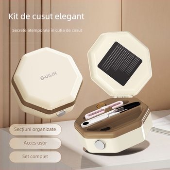 Kit de cusut portabil într-o cutie din plastic, set de 60 piese, design simplu