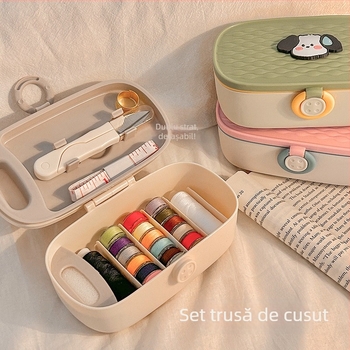 Cutie de cusut, design portabil cu buzunar, kit de cusut 12 piese, stil simplu