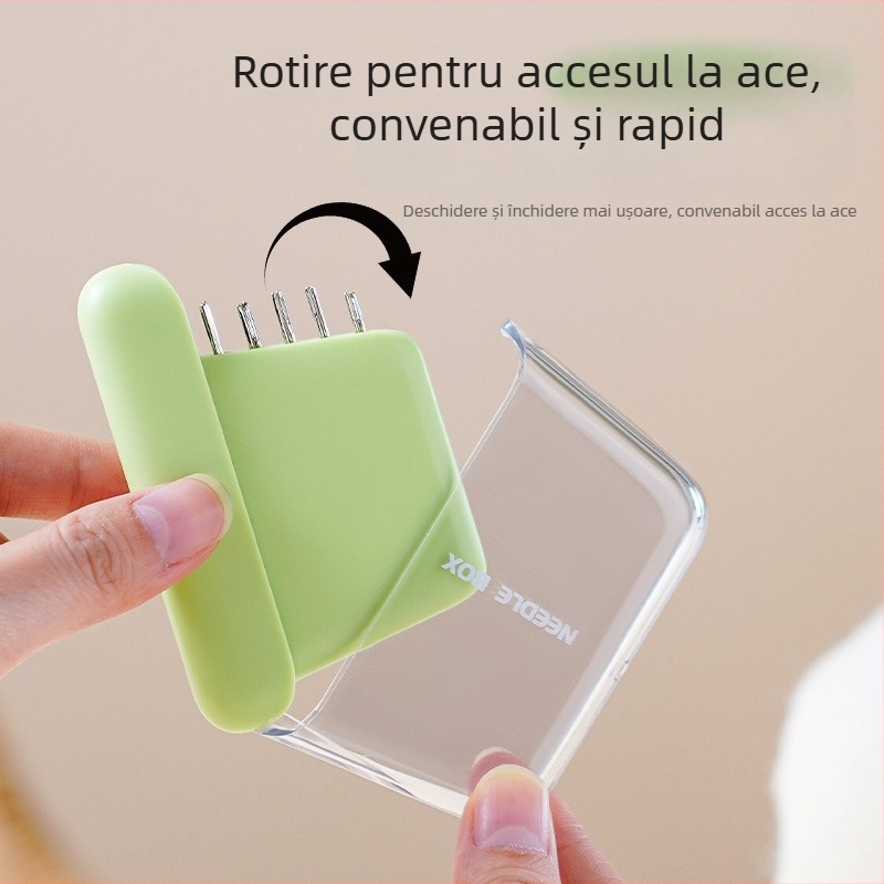 Cutie magnetică portabilă pentru ace și trusă de cusut, seria pachetului de ace, ABS + oțel 60#, 220 bucăți pe cutie, greutate brută 30 g