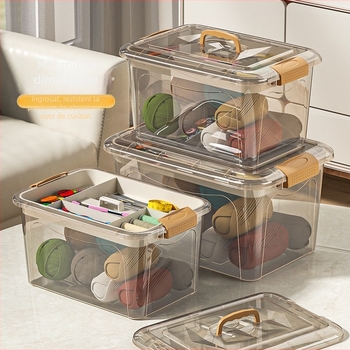 Cutie transparentă portabilă pentru kit de cusut - construcție din plastic, design minimalist, organizator de ace și ață
