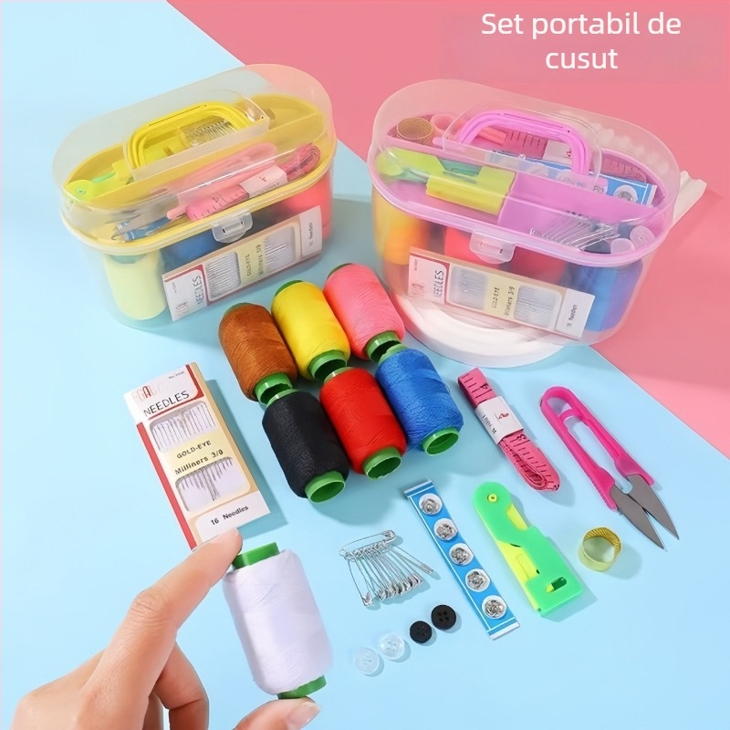 Set portabil pentru ace și ață într-o cutie din plastic — Cutie pentru ace și ață, seriya Needle and Thread Kit, greutate aproximativ 150 g