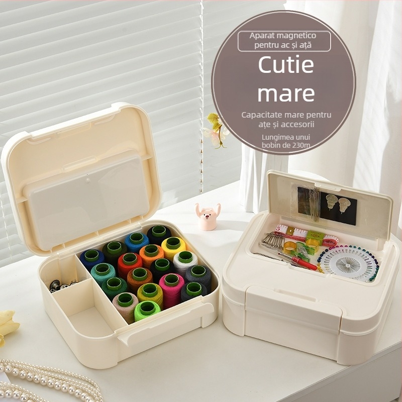 Set cutie de cusut din plastic, seria pachet cu ace, capacitate mare, stil minimalist, greutate 1.874 kg