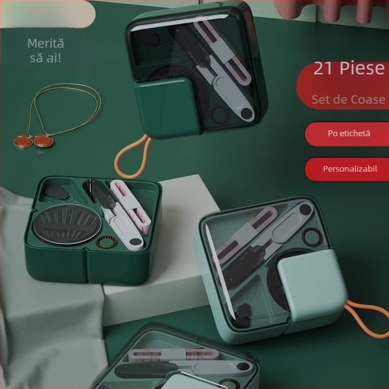 Cutie de cusut portabilă, de tip buzunar - minimalistă, lux ușor, din plastic