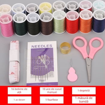 Kit de cusut cu cutie dublă, pentru cămine studențești, stil scandinav, depozitare din plastic, 120 de piese