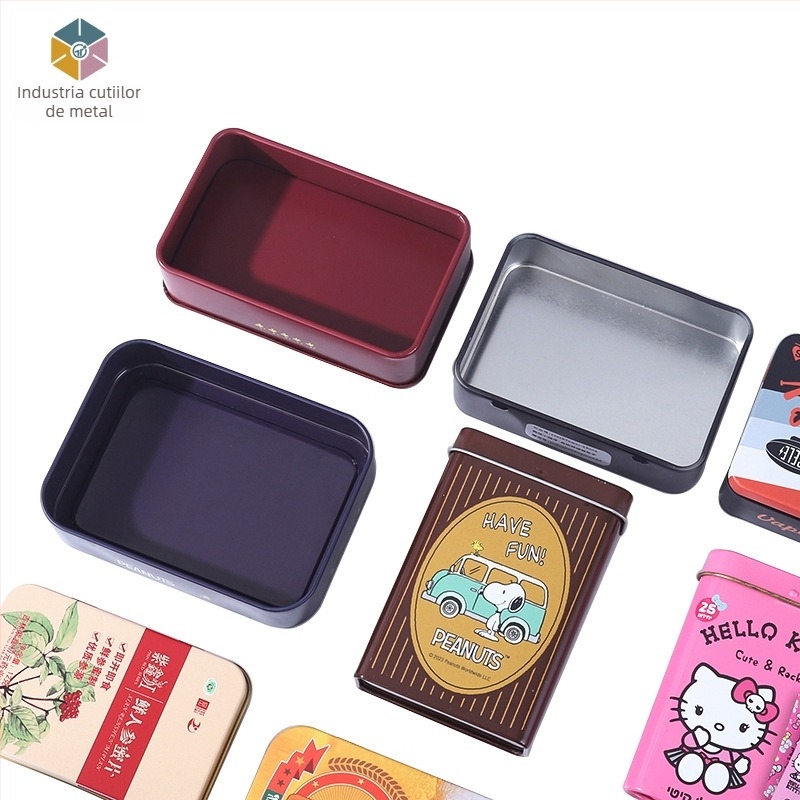 Cutie mică din tinplată pentru cadouri – formă plată, imprimare offset, model Tinplate small iron box