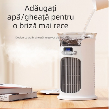Răcitor de aer USB pentru birou cu pulverizare, motor DC cu perii, 3 palete, 3 trepte de vânt, funcționare silențioasă sub 36 dB, 3.7V 5W