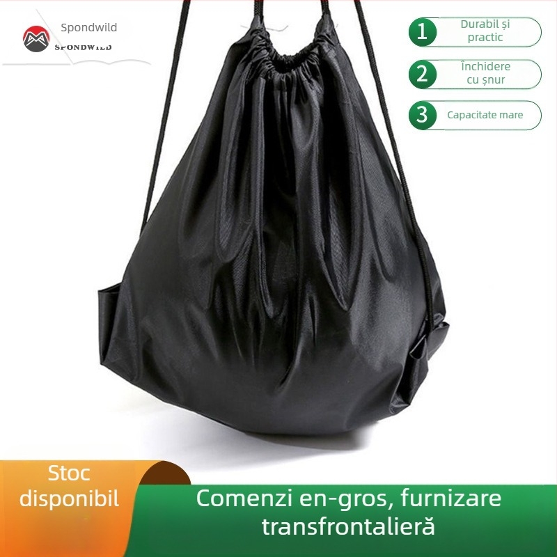 Geantă pentru baschet din material Oxford, închidere cu șnur, buzunar din plasă, logo imprimat, pentru exterior