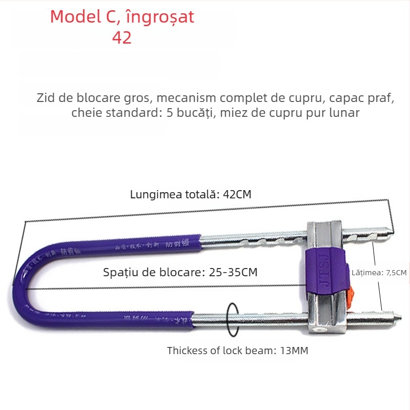 Broască în formă de U pentru ușă de sticlă, extinsă, pentru ușă glisantă cu deschidere dublă, anti-furt, aliaj de zinc, modelul 1, stil nou chinezesc, pentru birou și magazin