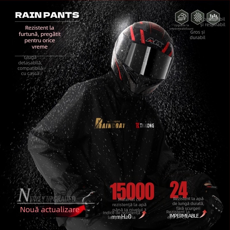 Set de ploaie pentru motocicletă – model split; pentru motocicletă/e-bike – strat PVC; țesătură Chunya, grosime