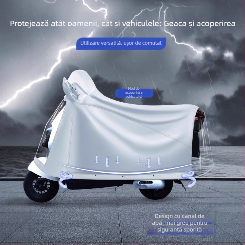 Pelerină de ploaie integrală pentru motocicletă și scuter electric, țesătură Oxford, strat impermeabil PVC, stil gros, 22 denier, Model ZY-5029