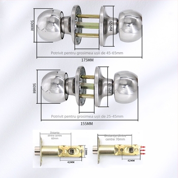 Gu Rui 588 Încuietoare de ușă din oțel inoxidabil pentru uși de cameră