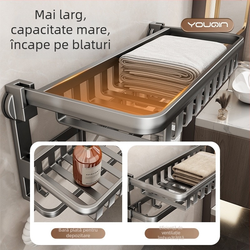 Suport de prosoape montat pe perete, cu ventuze, din fier, încărcare 5 kg, 1 etaj, stil modern minimalist, fără găuri