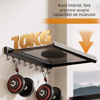 Raft de prosoape cu ventuză, aluminiu Space, design modern minimalist, antibacterian, cu un singur strat