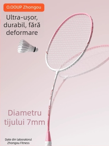 Set de rachete badminton, ramă din aliaj de fier, șnururi din nailon, greutate 95–100 g, mâner G5, tip rachetă: dreaptă