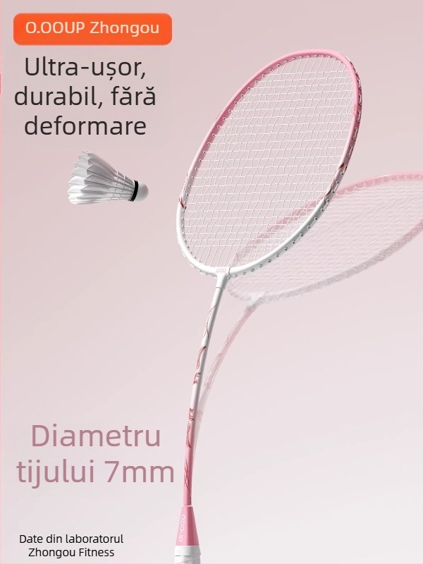 Set de rachete badminton, ramă din aliaj de fier, șnururi din nailon, greutate 95–100 g, mâner G5, tip rachetă: dreaptă