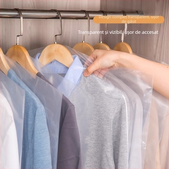 Husă de protecție pentru haine, PVC gros, transparent, pentru paltoane, jachete și costume, utilizare casnică