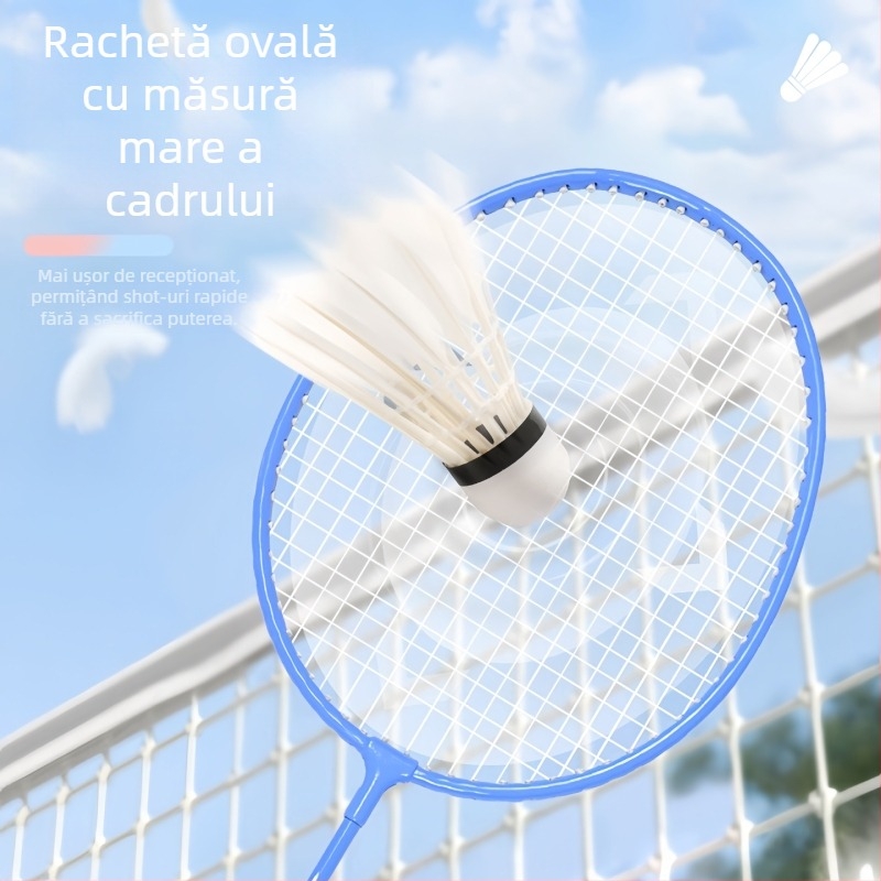 Rachetă de badminton Bushi Card, ramă din aliaj feros, greutate 95–100 g, lovitură orizontală, coardă din nylon