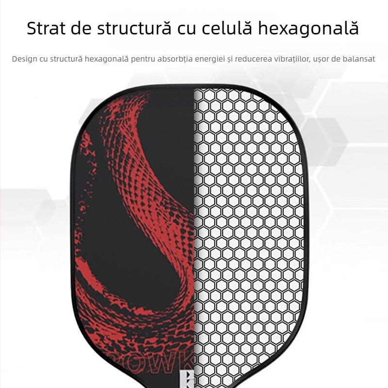 Set de paddles pickleball cu cadru din fibră de sticlă, greutate 95–100 g, grosime mâner G5, potrivit pentru începători și jucători intermediari