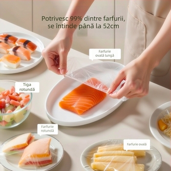 Acoperire pentru folie proaspătă cu capac rabatabil de unică folosință – design atârnat, material PE, uz casnic, 60 buc