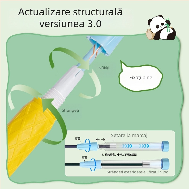 Rachetă de badminton cu reglaj telescopic și design împărțit, ramă din aliaj de fier, lungime 665 mm, fire din fibre cu elasticitate înaltă
