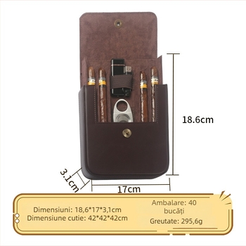 Cutie humidor pentru țigări – Piele, stil nordic-european, lux ușor, artizanală, personalizabilă, model SMZ-103