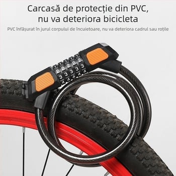 Lacăt cu cod de cinci cifre pentru bicicletă JOHORSE CB-11028, cablu din oțel, utilizare generală, greutate 500 g