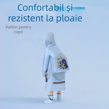 Poncho de ploaie EVA pentru copii, cu ghiozdan, stil desen animat, material obișnuit