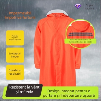 Set complet pelerină de ploaie pentru bicicletă electrică: pantaloni de ploaie și pelerină, PVC pe țesătură poliester, 0,19 mm, elemente reflectorizante, pentru 1 persoană