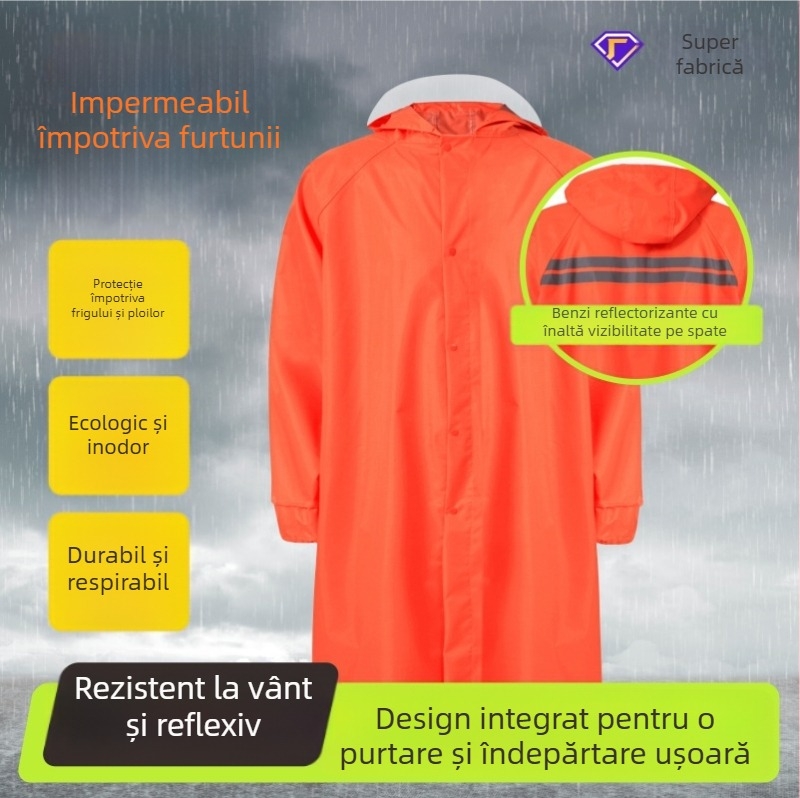 Set complet pelerină de ploaie pentru bicicletă electrică: pantaloni de ploaie și pelerină, PVC pe țesătură poliester, 0,19 mm, elemente reflectorizante, pentru 1 persoană