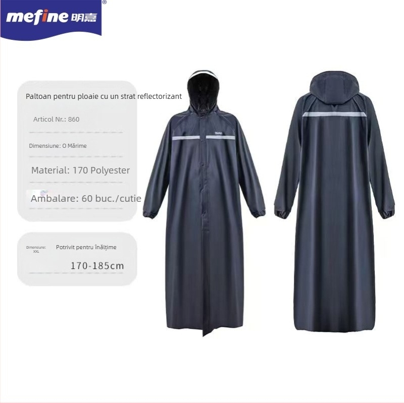 Set complet pelerină de ploaie pentru bicicletă electrică: pantaloni de ploaie și pelerină, PVC pe țesătură poliester, 0,19 mm, elemente reflectorizante, pentru 1 persoană