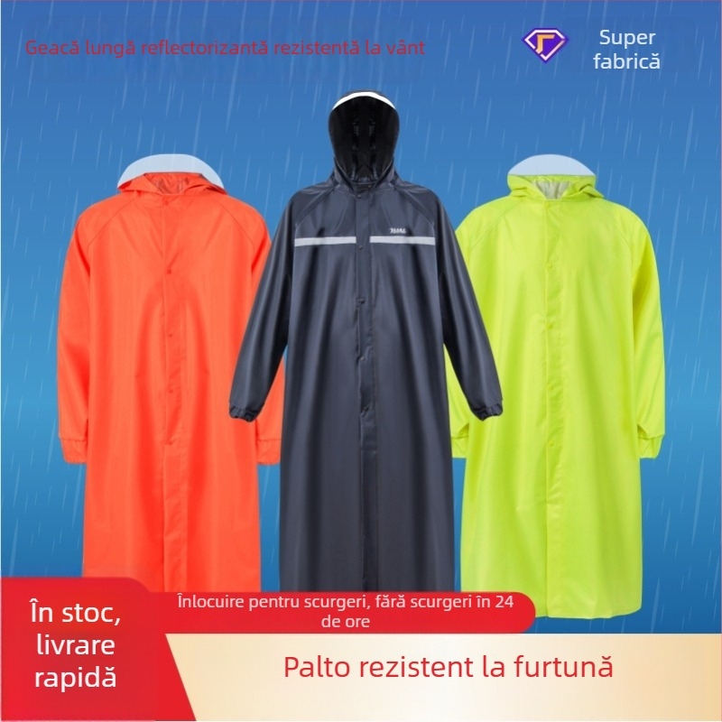 Set complet pelerină de ploaie pentru bicicletă electrică: pantaloni de ploaie și pelerină, PVC pe țesătură poliester, 0,19 mm, elemente reflectorizante, pentru 1 persoană