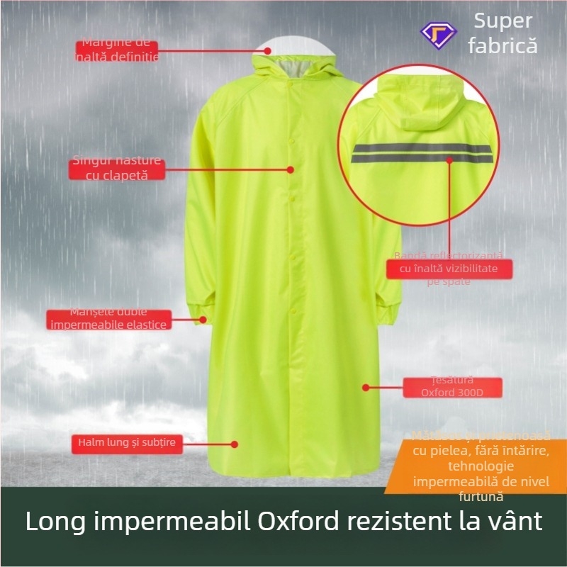 Set complet pelerină de ploaie pentru bicicletă electrică: pantaloni de ploaie și pelerină, PVC pe țesătură poliester, 0,19 mm, elemente reflectorizante, pentru 1 persoană