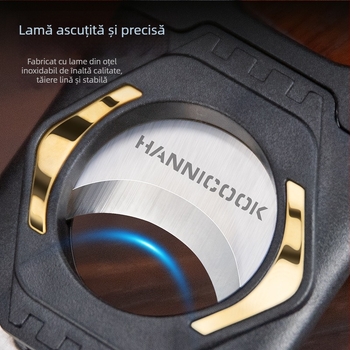 Tăietor de țigari 2-în-1 cu suport, handmade, plastic, finisaj Laser/Electroplating, marca HANNICOOK HCJ-017