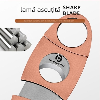 HANNICOOK Foarfecă pentru trabuc, lamă dublă, oțel inoxidabil, finisaj prin trasare cu fir, manual