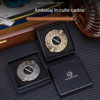 HANNICOOK Foarfece de trabucuri - Trei în unu: lamă în formă de V din aliaj de zinc + oțel inoxidabil, clește pentru trabucuri, perforator semi-automat, personalizabil