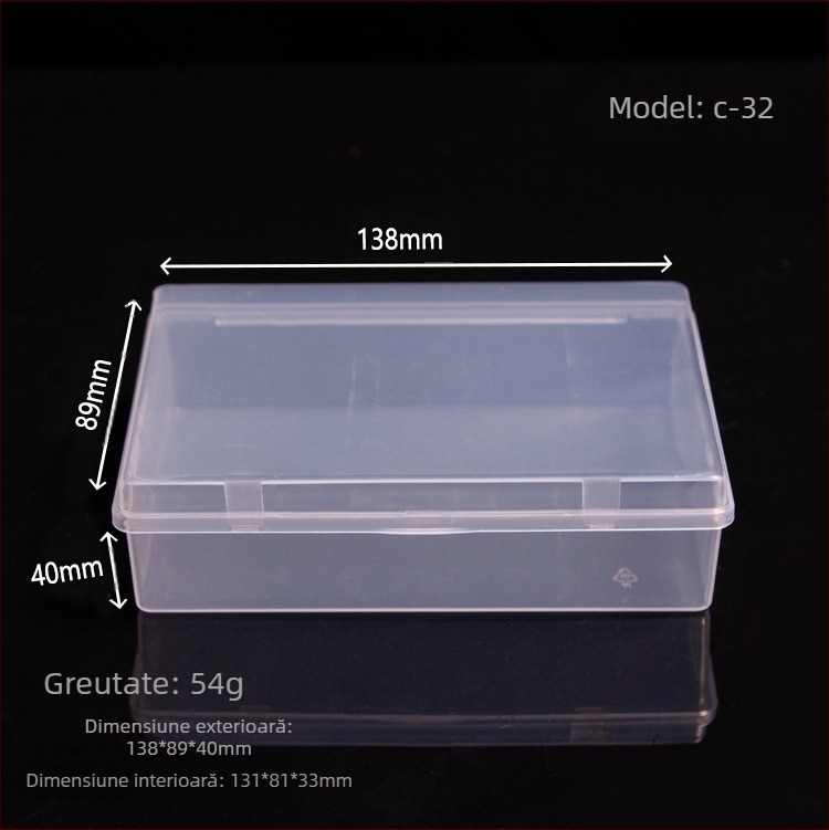Cutie transparentă din plastic PP cu capac cu închidere snap pentru cleme de hârtie și trusă de cusut