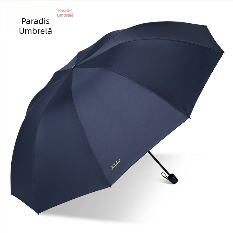 Heaven umbrelă de ploaie cu trei segmente, logo imprimat, țesătură 210T, tije din oțel (10), mâner din plastic, deschidere manuală