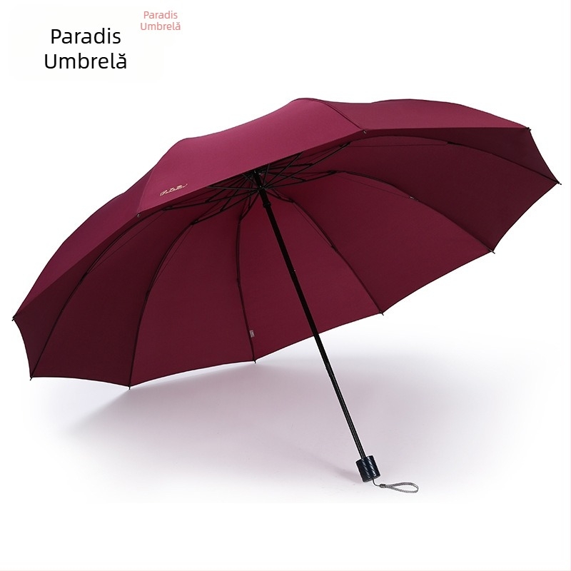 Heaven umbrelă de ploaie cu trei segmente, logo imprimat, țesătură 210T, tije din oțel (10), mâner din plastic, deschidere manuală