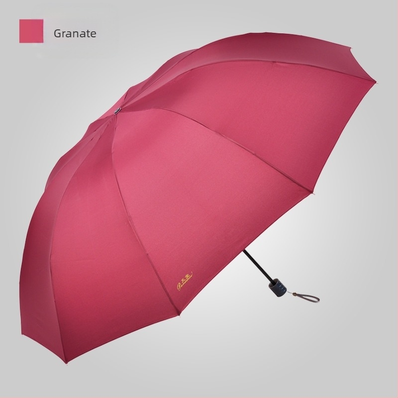 Heaven umbrelă de ploaie cu trei segmente, logo imprimat, țesătură 210T, tije din oțel (10), mâner din plastic, deschidere manuală