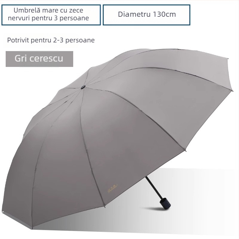 Heaven umbrelă de ploaie cu trei segmente, logo imprimat, țesătură 210T, tije din oțel (10), mâner din plastic, deschidere manuală