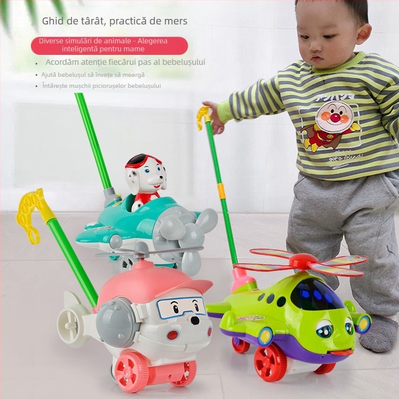 CL Jucărie de împins pentru copii 0–3 ani, rață desen animat cu sunet, din plastic – dezvoltă târâtul, prinderea, simțurile și coordonarea mână-ochi