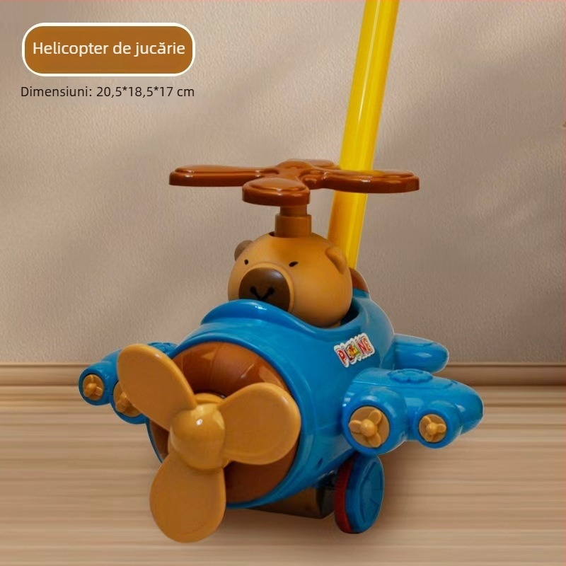 CL Jucărie de împins pentru copii 0–3 ani, rață desen animat cu sunet, din plastic – dezvoltă târâtul, prinderea, simțurile și coordonarea mână-ochi