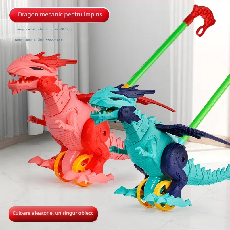 CL Jucărie de împins pentru copii 0–3 ani, rață desen animat cu sunet, din plastic – dezvoltă târâtul, prinderea, simțurile și coordonarea mână-ochi