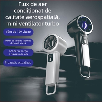 Ventilator USB pliabil pentru birou, baterie încorporată 1000–1200mAh, 6+ viteze, 5V 4,5W, zgomot 36–45 dB