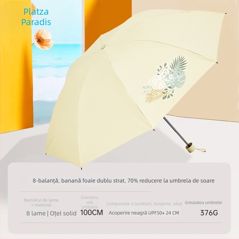 Heavenly umbrelă pentru soare și ploaie cu strat dublu, protecție UV UPF 50+, cadru din oțel cu 8 brațe și tijă centrală, deschidere închisă manual, țesătură poliester 210T
