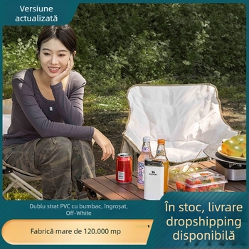 Moon Chair pentru camping, scaun pliabil cu cadru metalic și șezut PE/PVC, Dacheng