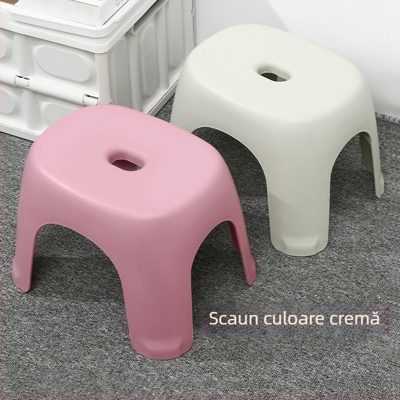 Scaun din plastic pentru baie: antiderapant, construcție îngroșată, durabil, mic scaun pentru schimbarea încălțămintei